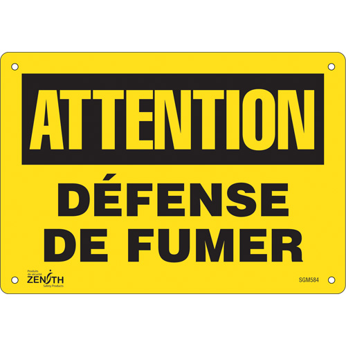 "Défense De Fumer" Sign, 7" x 10", Plastic, French