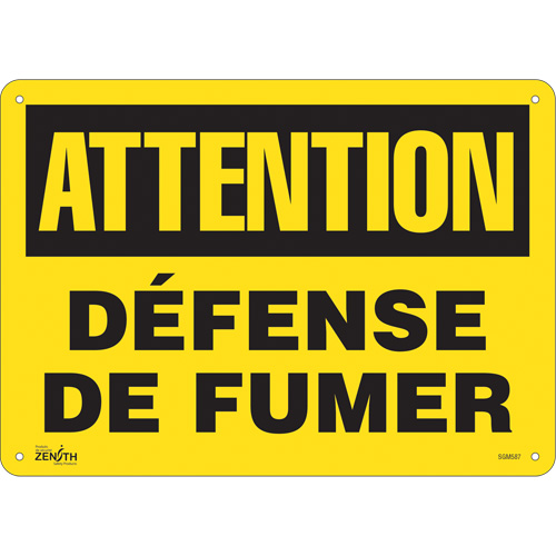 "Défense De Fumer" Sign, 10" x 14", Plastic, French