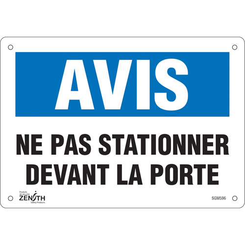 "Ne Pas Stationner" Sign, 7" x 10", Plastic, French