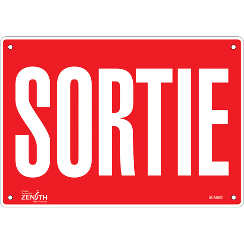 "Sortie" Sign, 7" x 10", Plastic, French