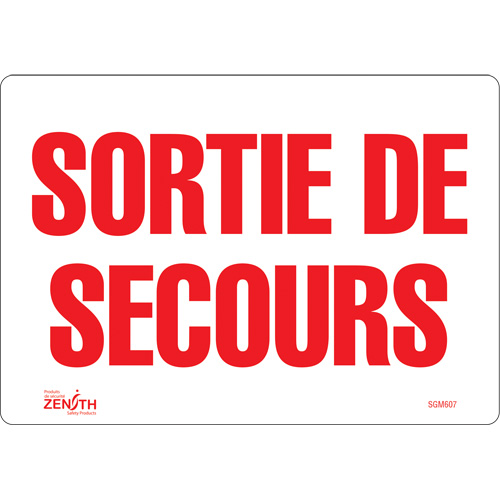 "Sortie De Secours" Sign, 7" x 10", Vinyl, French