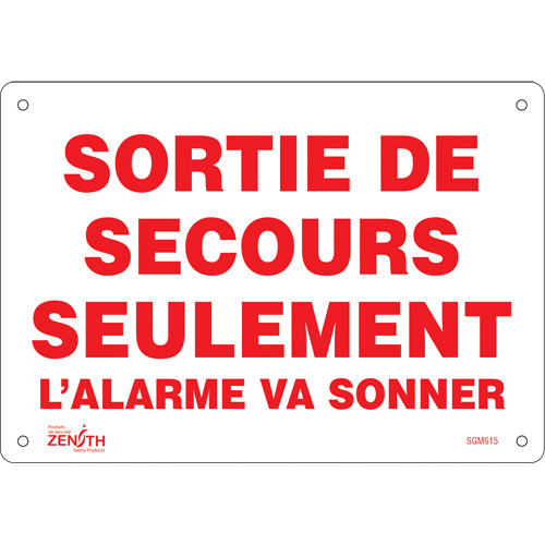"Sortie De Secours" Sign, 7" x 10", Aluminum, French
