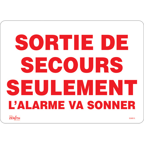 "Sortie De Secours" Sign, 10" x 14", Vinyl, French