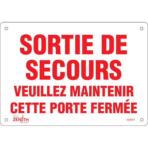 "Sortie De Secours" Sign, 7" x 10", Aluminum, French