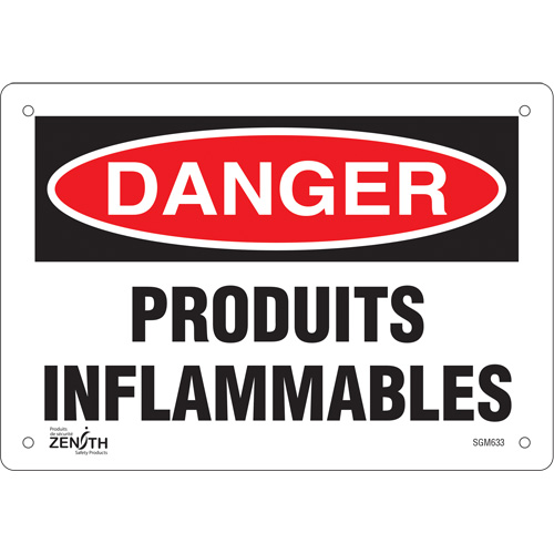 "Produits Inflammables" Sign, 7" x 10", Aluminum, French