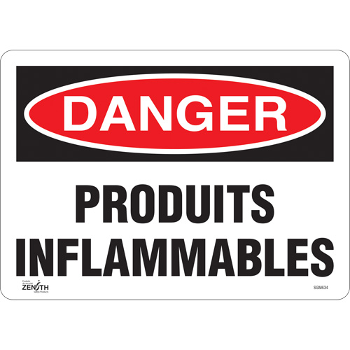 "Produits Inflammables" Sign, 10" x 14", Vinyl, French