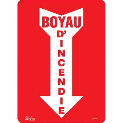 "Boyau D'Incendie" Arrow Sign, 14" x 10", Vinyl, French with Pictogram