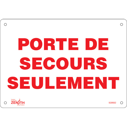 "Porte De Secours" Sign, 7" x 10", Plastic, French