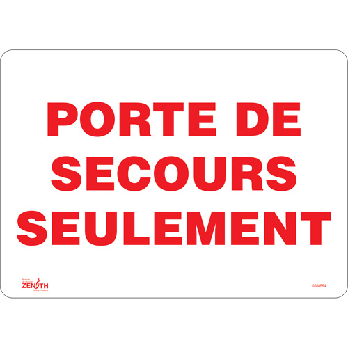 "Porte De Secours" Sign, 10" x 14", Vinyl, French