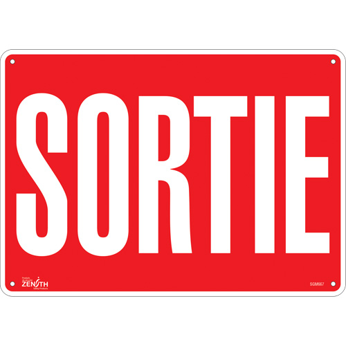 "Sortie" Sign, 10" x 14", Aluminum, French
