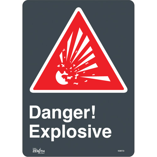 "Explosive" Sign, 14" x 10", Vinyl, English with Pictogram