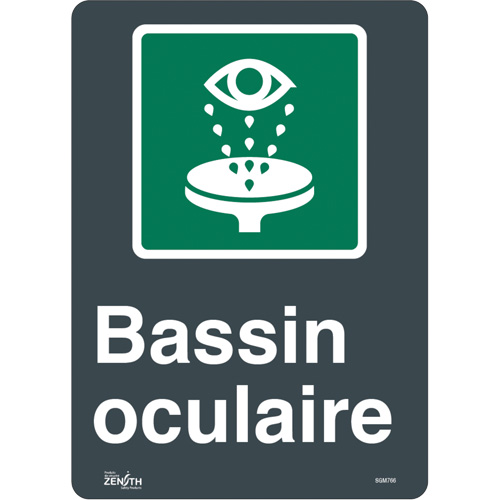 "Bassin Oculaire" Sign, 14" x 10", Vinyl, French with Pictogram