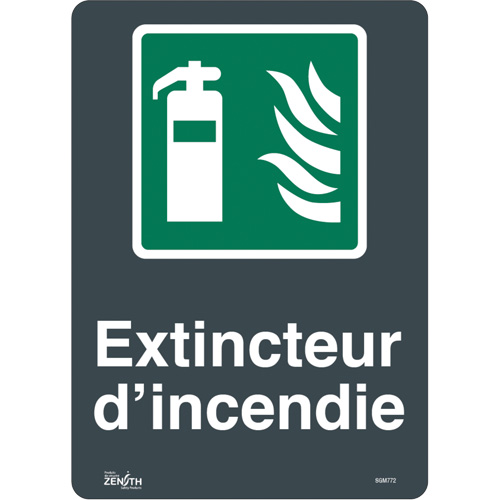 "Extincteur D'Incendie" Sign, 14" x 10", Vinyl, French with Pictogram