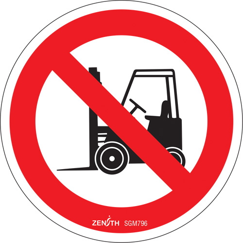 No Forklifts CSA Safety Sign, 6" x 6", Vinyl, Pictogram