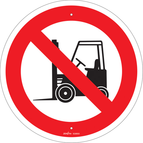 No Forklifts CSA Safety Sign, 12" x 12", Plastic, Pictogram