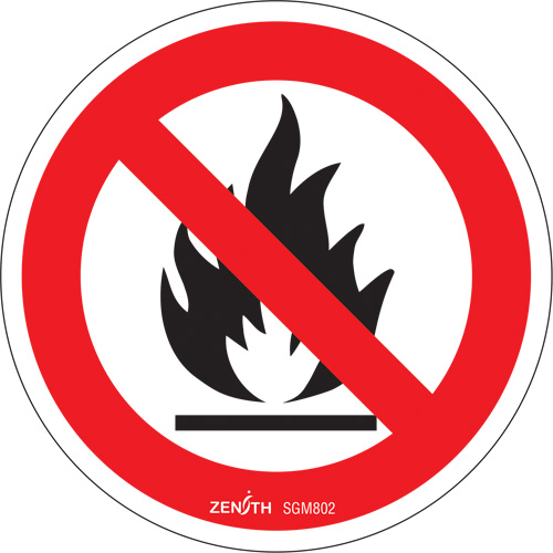 No Open Flames CSA Safety Sign, 6" x 6", Vinyl, Pictogram