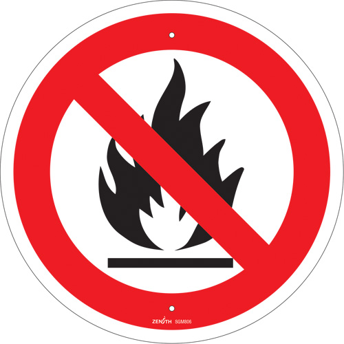 No Open Flames CSA Safety Sign, 12" x 12", Plastic, Pictogram
