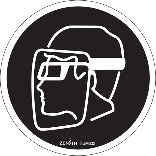 Face Protection Required CSA Safety Sign, 6" x 6", Vinyl, Pictogram