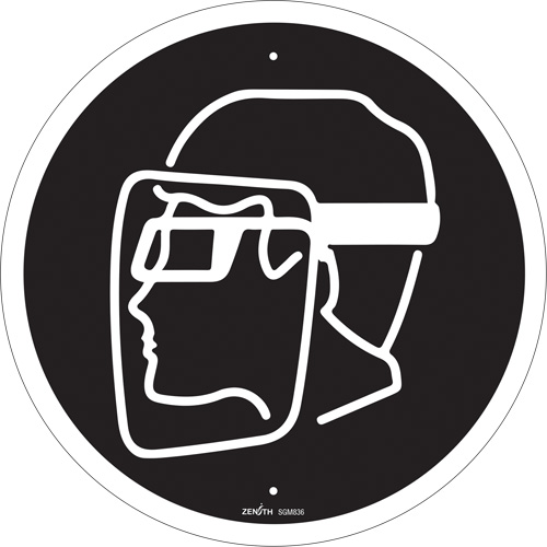 Face Protection Required CSA Safety Sign, 12" x 12", Plastic, Pictogram