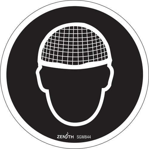 Hair Net Required CSA Safety Sign, 6" x 6", Vinyl, Pictogram