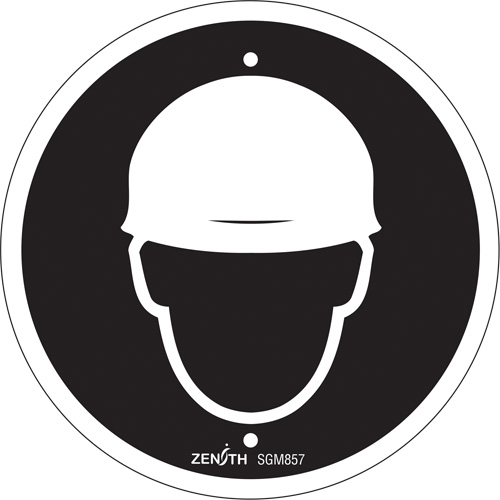 Hardhat Protection Required CSA Safety Sign, 6" x 6", Plastic, Pictogram