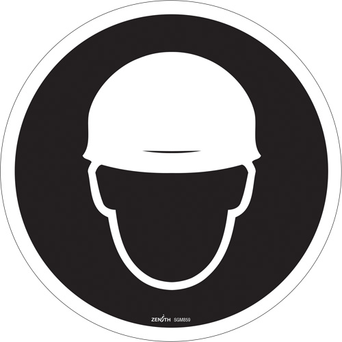 Hard Hat Protection Required CSA Safety Sign, 12" x 12", Vinyl, Pictogram