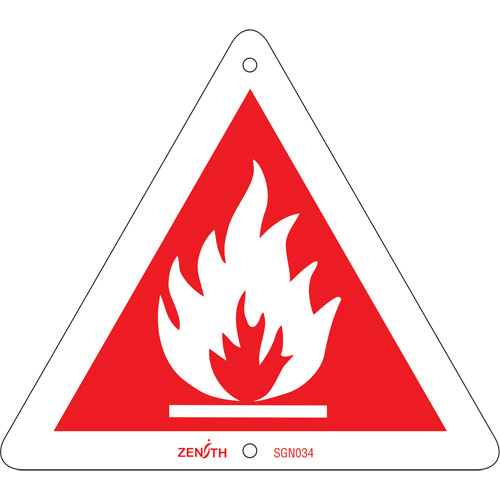Flammable CSA Safety Sign, 6" x 6", Plastic, Pictogram