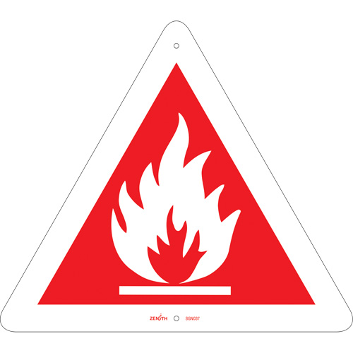 Flammable CSA Safety Sign, 12" x 12", Plastic, Pictogram