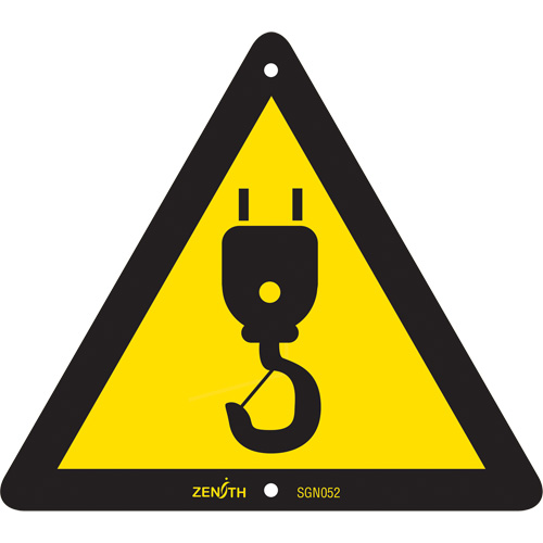 Crane CSA Safety Sign, 6" x 6", Plastic, Pictogram