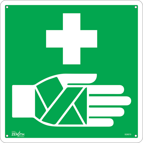 First Aid CSA Safety Sign, 12" x 12", Plastic, Pictogram