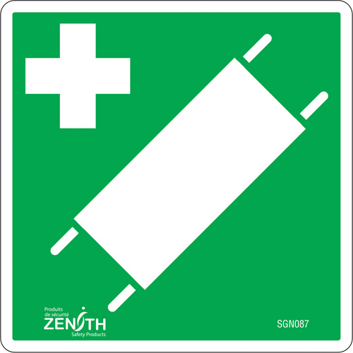 First Aid Stretcher CSA Safety Sign, 6" x 6", Vinyl, Pictogram