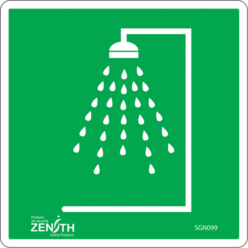 Emergency Shower CSA Safety Sign, 6" x 6", Vinyl, Pictogram