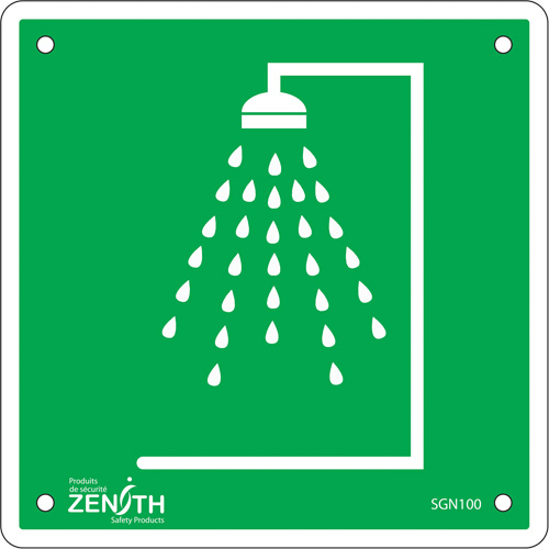 Emergency Shower CSA Safety Sign, 6" x 6", Plastic, Pictogram