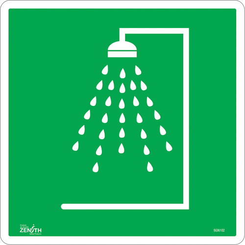 Emergency Shower CSA Safety Sign, 12" x 12", Vinyl, Pictogram