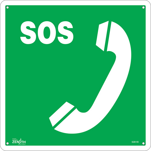Emergency Telephone CSA Safety Sign, 12" x 12", Plastic, Bilingual with Pictogram