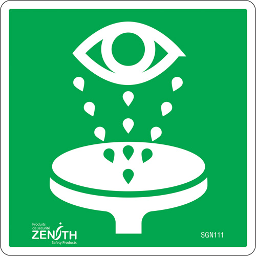 Eye Wash CSA Safety Sign, 6" x 6", Vinyl, Pictogram