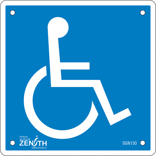 Handicap CSA Safety Sign, 6" x 6", Plastic, Pictogram