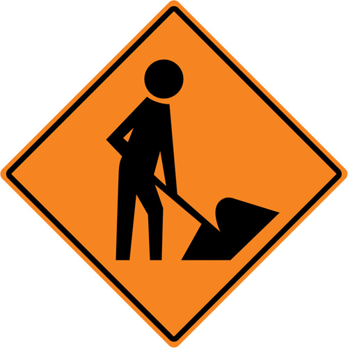 Men at Work Sign, 36" x 36", Aluminum, Pictogram