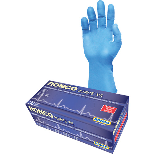 Blurite™ XPL Examination Gloves, Medium, Nitrile, 8-mil, Powder-Free, Blue, Class 2