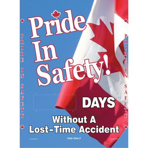 Digi-Day® Electronic Scoreboard Motivational Safety Sign, 28" x 20", Aluminum, English with Pictogram