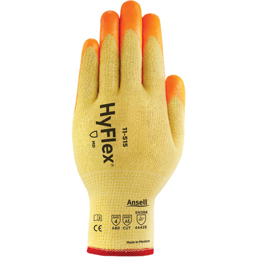 HyFlex® High Visibility Cut-Resistant Gloves, Size 6, 13 Gauge, Foam Nitrile Coated, Stainless Steel/Kevlar®/Spandex Shell, ASTM ANSI Level A5/EN 388 Level E