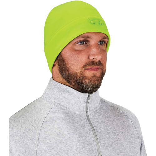 N-Ferno® Skull Cap Beanie Hat with LED Lights, One Size, High-Visibility Lime Green - Tuques & Winter Liners - SGR423