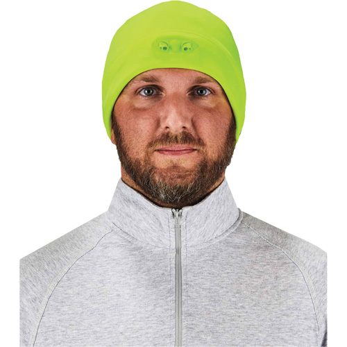 N-Ferno® Skull Cap Beanie Hat with LED Lights, One Size, High-Visibility Lime Green - Tuques & Winter Liners - SGR423