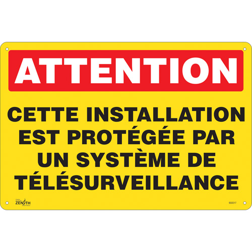 "Système de télésurveillance" Sign, 12" x 18", Plastic, French - Facility Signs - SGS317