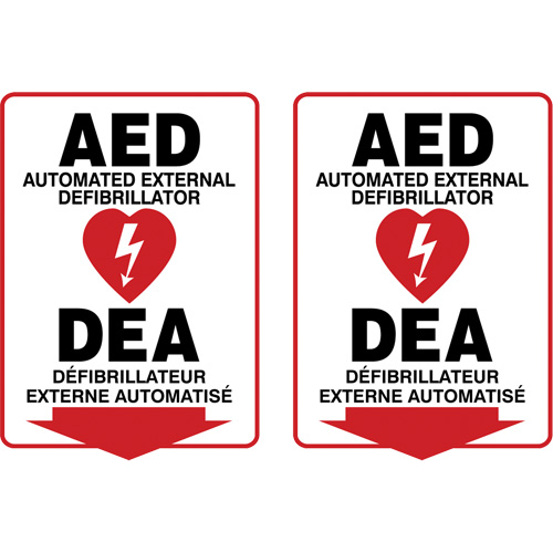 "AED/DEA" Projectionâ„¢ Sign, 12" x 9", Plastic, Bilingual with Pictogram