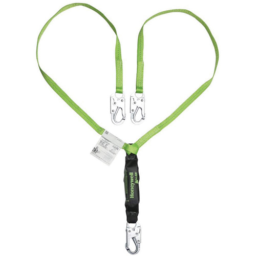 Miller HP™ Shock-Absorbing Lanyard, 4', Locking Snap Hook Center, Locking Snap Hook Leg Ends, Polyester