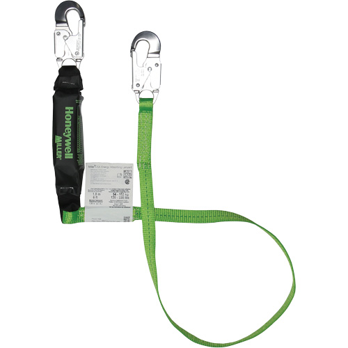 Miller® HP™ Shock-Absorbing Lanyard, 6', Locking Snap Hook Center, Locking Snap Hook Leg Ends, Polyester