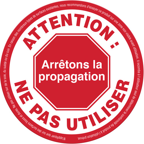 "Attention: Ne pas utiliser" Label, 5-1/8" x 5-1/8", Vinyl, French