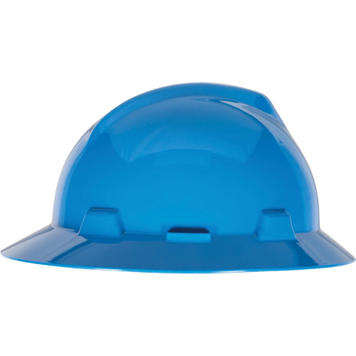 V-Gard® Slotted Full-Brim Hardhat, Quick-Slide Suspension, Blue