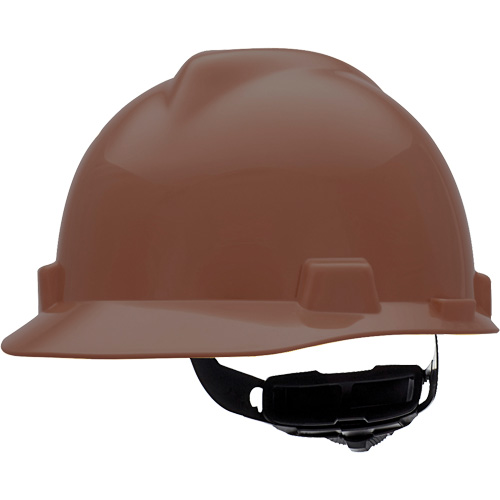 V-Gard® Slotted Hard Hat, Ratchet Suspension, Brown